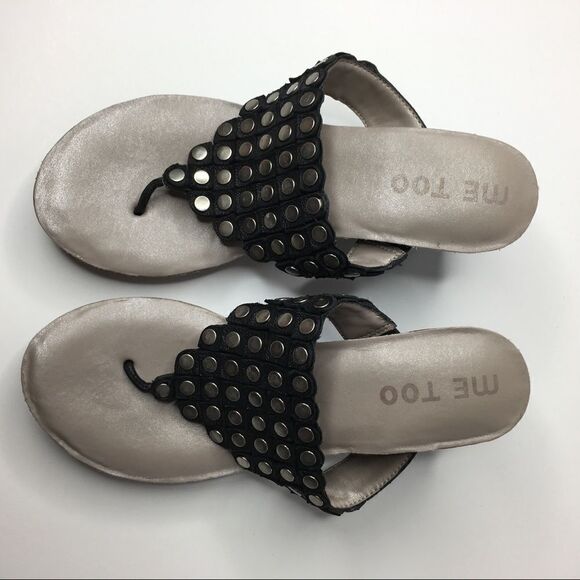 Me Too Sz 8 Kelee wedge sandal black stone - Picture 3 of 6